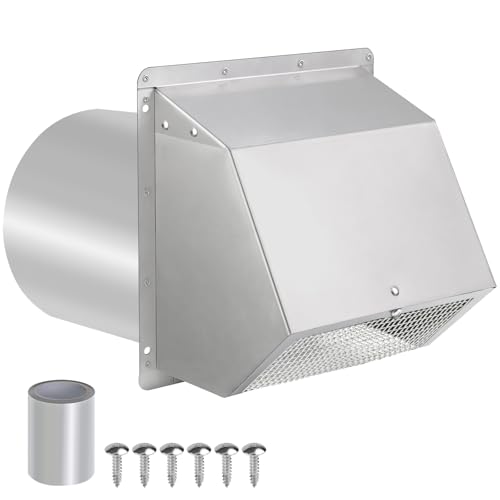 8 inch Wall Vent Ccover,Exhaust Vent Hooded Wall Vent with Screen and Damper,Outdoor Wall Exhaust Vent Cap Exterior Air Vent Cover for Kitchen Range Hood HVAC Duct Dryer Ventilation,Stainless Steel by JYINCPED - Used condition - US$56.97