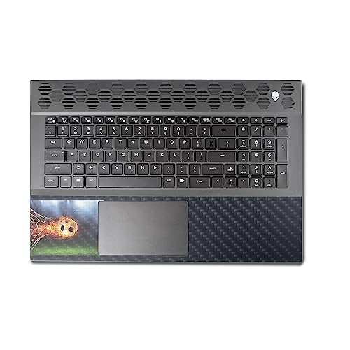 Image of MightySkins Carbon Fiber Skin Compatible with Alienware M18 R1 (2023) Full Wrap Kit - Flaming Soccer Ball | Protective, Durable Textured Carbon Fiber Finish | Easy to Apply | Made in The USA