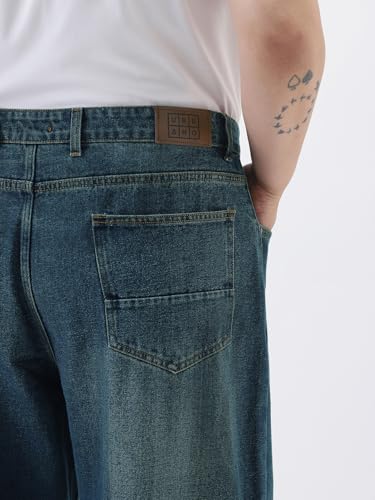 Image of Urbano Plus Men's Loose Baggy Fit Heavy Washed Jeans Non-Stretchable
