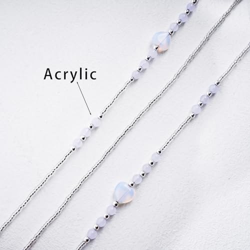 Image of BILIONE Heart Acrylic Beaded Eyeglass Chains for Women and Men, Eye Glasses Strap Around Neck