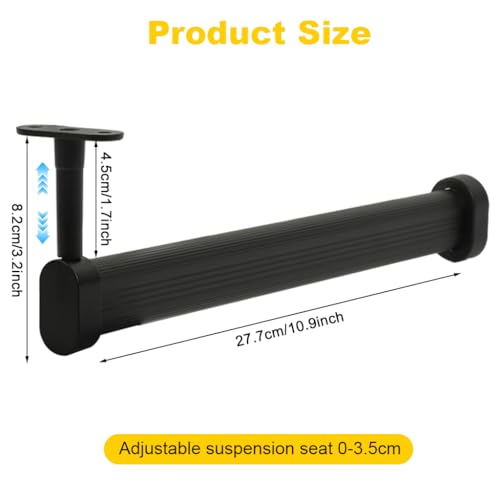 Image of HASTHIP Wardrobe Hanger Rod - 11.8'' Aluminum Closet Hanger Rod, Under Wardrobe Shelf Clothes Hang Rods, Adjustable Spacing Design, with Pre-punched Mounting Plates & Screws