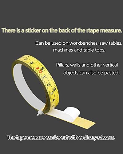 Pangmao Self Adhesive Dual Scale Ruler Stainless Steel Miter Tape Measure for T-Track Router Table Saw Woodworking Tool Metal Sticky Ruler Left Read for Measuring,2 Meters/80 Inch