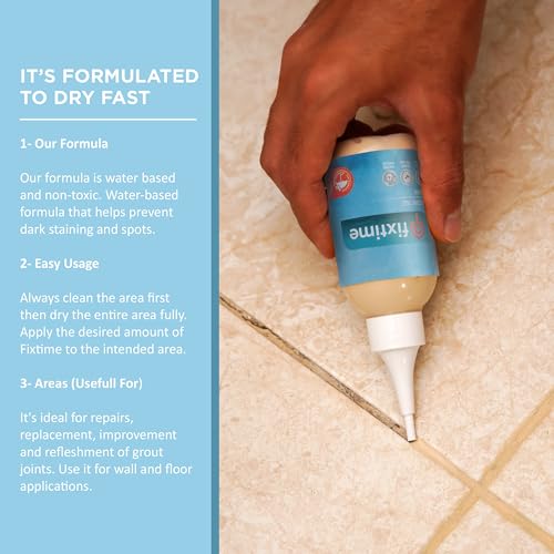 Grout Filler Repair Kit – Cream Beige Premixed Crack Filler for Floor Tiles – Fast Drying Grout Sealer with Spatula – 8 oz - Image 4