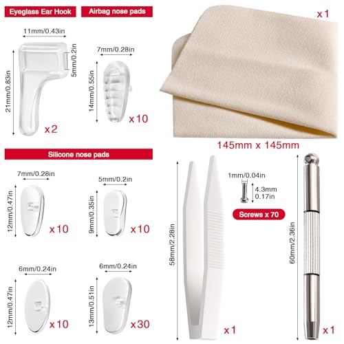 YIXISI 35 works Glasses Nose Pads Kit, Eyeglass Nose Pads, Silicone Screw-in Nose Pads Glasses Repair Kit - Image 2