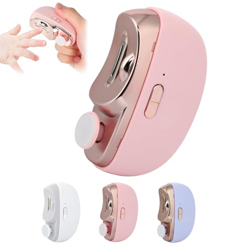 2 in 1 電動爪切り 2 in 1 電動研磨 自動爪切り 電動ネイルトリマー 2段階速度調節 全自動爪切り 子供 大人 高齢者 (ピンク)