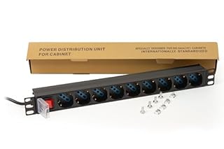 Link multipresa da rack 19" LK10053 con 9 prese universali con interruttore, spina ita. 16A sez. cavo 1,5mm lunghezza 1,75m metallo capacità 3,5KW dimensioni 48,5x4,5x4,5. Alette reversibili.