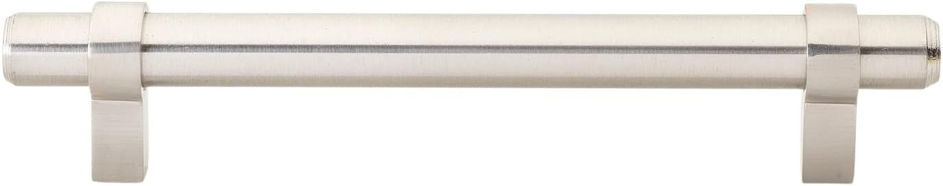 GlideRite Hardware 4007-128-SS-10 6-1/2” Euro Solid Bar Pull - 5” Center Stainless Steel Finish (Pack of 10)