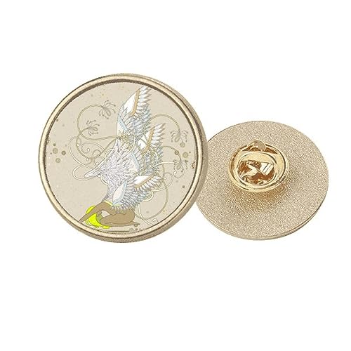 Broche ronde en métal doré avec aile de fleur japonaise ukiyo-e taille M