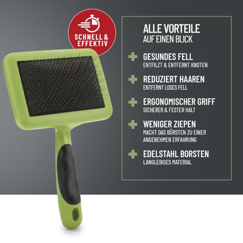 TESTURTEIL SEHR GUT 05/24 ReaVET Hundebürste, Katzenbürste, Zupfbürste für Langhaar Hunde & Katzen I Große Rassen I Entfernt sanft Unterwolle, Verfilzungen & Knoten I Haustier Bürsten