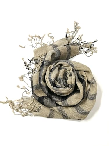 Image of Shanlin Unisex Natural Color 100% Linen Scarves for Men and Women