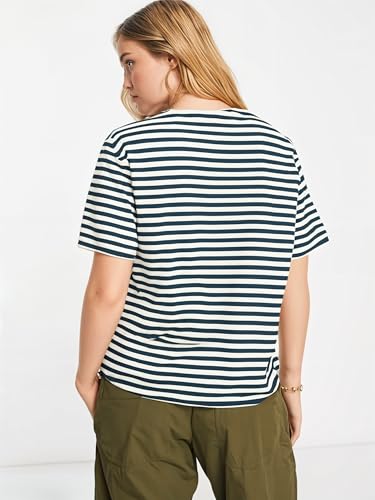 Image of Mack Jonney Oversized | Loose Fit | Half Sleeves 100% Cotton Round Neck Striped T-Shirt for WOMEN-MACK640651
