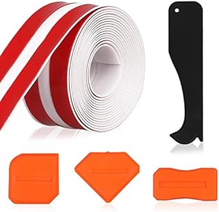 Sealant Strip, Silicone Sealant Waterproof Tape with 4PCS Silicone Scraper Tools, Self Adhesive Tub and Wall Sealing Tape Caulk Tape, Bath Sealant Strip and Mildewproof Sealant, 3.8cm x 3.2m, White