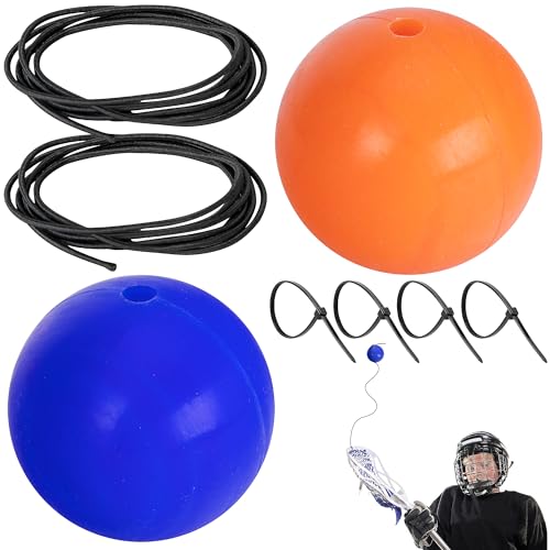 RunNico 2 Pack Lacrosse Training Balls with Ropes - Lacrosse Rebounders for Youth - Fits All Sticks