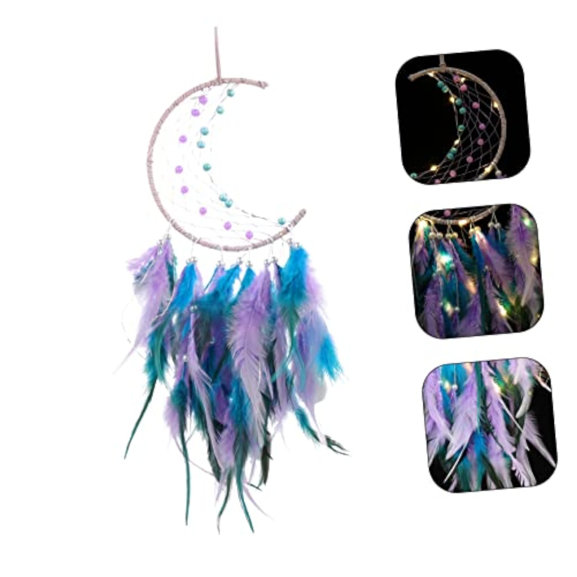 Moon Dream Catcher Wall Hanging Decor with Light