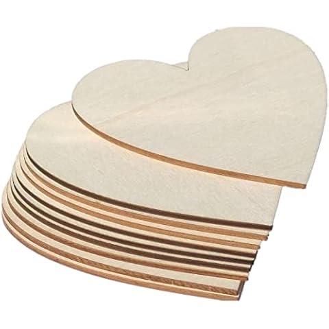 6 inch Wood Hearts, Natural Unfinished Wood Heart Cutout Shape (10 Pieces) Cover