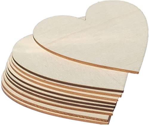 6 inch Wood Hearts, Natural Unfinished Wood Heart Cutout Shape,6\" Wide x 1/8 inch Thickness,Pack of 10