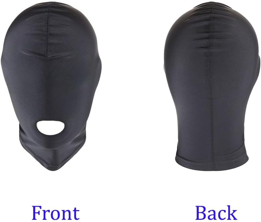 2PCS Sexy Sheer Unisex Mask Full Face Open Mouth Blindfold BDSM SM Cosplay Sissy Gay Kink Bondage Ice Silk Mask Halloween