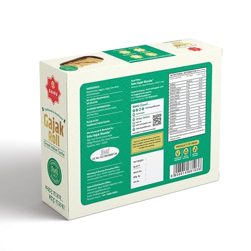 SAHU GAJAK BHANDAR Rajasthani Homemade Crispy Gazak Sweet Roll 350g | Gajjak | Sesame Chikki | Tilkut Sweets | Ghachak | Gazzak | Healthy Snack Gift Boxes