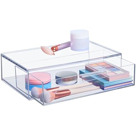 STORi Audrey Stackable Clear Bin Plastic Organizer Drawer | Organize Eyeshadow Palettes, Cosmetics, and Beauty Supplies on a Vanity | Made in USA Cover