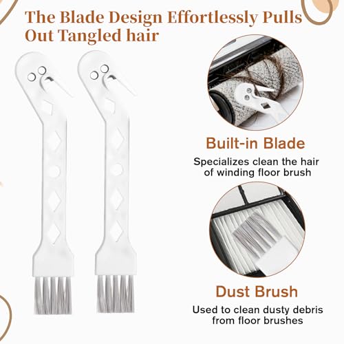 Image of 4 PCS Handheld Vacuum Brush Cleaner Tool, Universal Vacuum Brush Cleaning Tool, 2-in-1 Roller Cleaning Tools for Sweeping Robot (White)