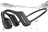 Bone Conduction Headphones, Waterproof Swimming Headphones, Open-Ear Bluetooth 5.3 Sports Headphones, 2-IN-1 Wireless Earbuds for Running Workouts Hiking Cycling, Built-in 32G Memory MP3 Player (AS28)