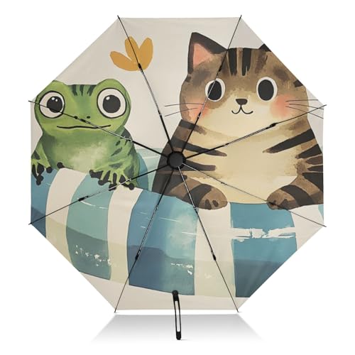 Parapluie automatique coupe-vent résistant aux tempêtes avec motifs rigolos