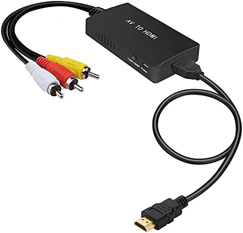 TaiHuai RCA to HDMI Converter, AV to HDMI Adapter Composite CVBS to HDMI Video Audio Converter Compatible for Xbox, N64, PS3 , TV , STB, VHS, VCR, DVD ect - RCA Male to HDMI