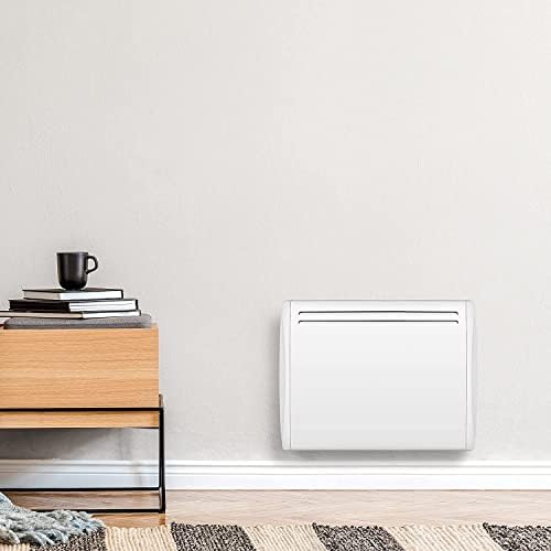 MYLEK Ceramic Panel Heater - Electric Radiator 1000W - Thermostat with Programmable Timer LCD Display - Wall Mounted Slim, IP24 Bathroom, LOT 20 Eco Energy Efficient (White 1KW)