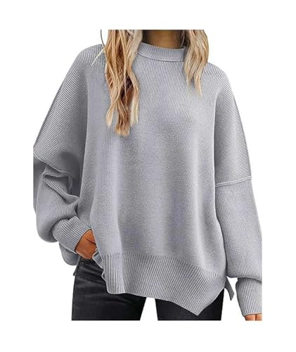 Image of SEMATOMALA Women's Oversized Plain Batwing Sweaters Fall Winter Crewneck Trendy Pullover Knit Jumper Tops