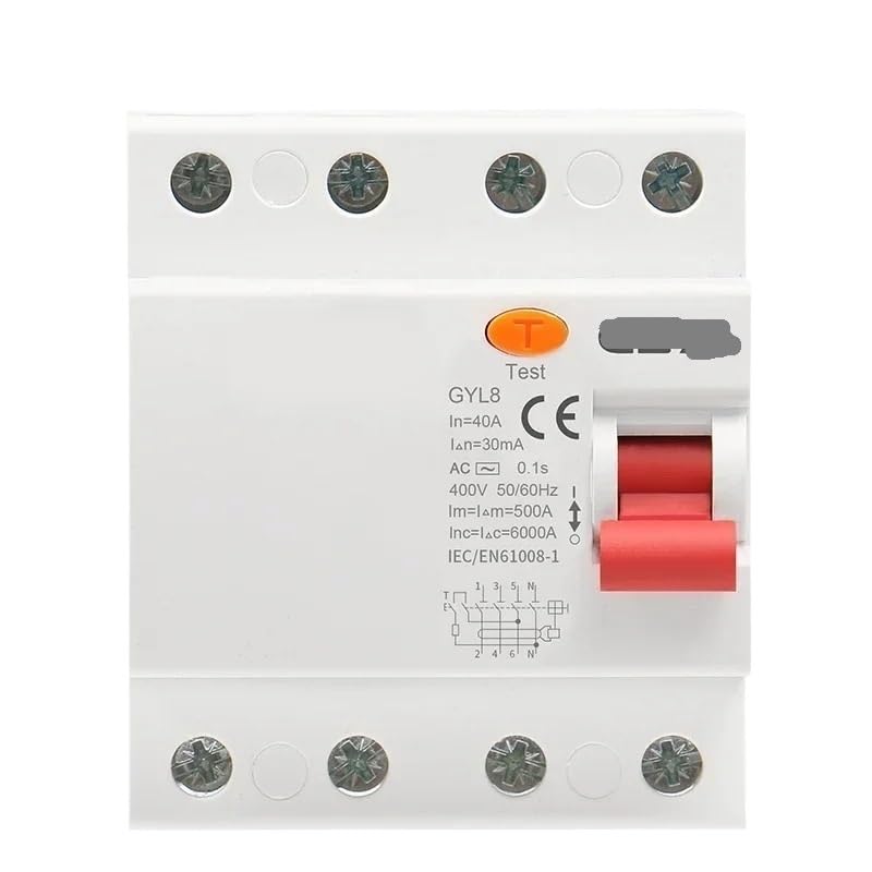 Interruttore Magnetotermico Differenziale,Magnetot Interruttore Di Sicurezza Differenziale Elettromagnetico GYL8 3fase+N RCD 4P 25A 40A 63A(4P 40A,100mA)
