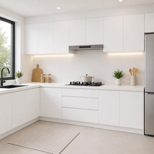 Image of Vinyl Contact Paper Decorative for Cabinets Countertops Kitchen Shelves Liner Self Adhesive Film Peel and Stick Waterproof Removable Wallpaper (Inches 12 x 60, Matte White)