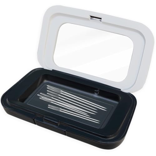FJW Magnetic Needle Holder Case with Clear Acrylic Lid - Strong Sewing Pin Storage Case - Secure & Visible Needle Keeper for Sewing Quilting Crafts Small