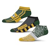 For Bare Feet NFL GREEN BAY PACKERS Stripe Stack 3 Pack Ankle Sock Team Colors Large
