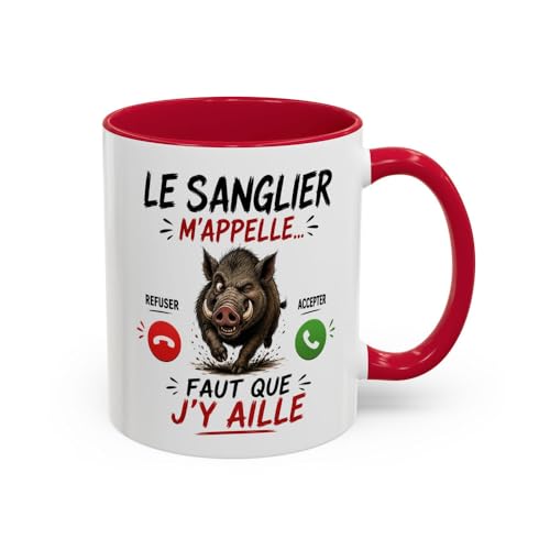Teecustom Tasse Le Sanglier M’Appelle Faut Que J’Y Aille – Mug Humour Chasse Sanglier – Cadeau Homme Femme 325ml – vue 3
