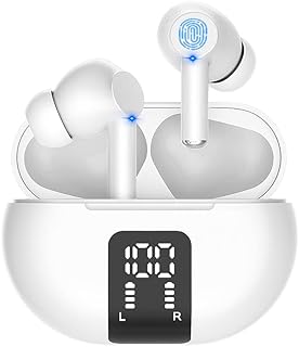 Wireless Earbud Bluetooth 5.3 Headphones with Charging Case, IPX7 Waterproof, 4 Mics in-Ear Earbuds, Long Playtime, High-Fidelity Stereo Earphones, ENC Noise Cancelling Headset for Sports and Work