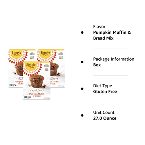 Simple Mills Almond Flour Baking Mix, Pumpkin Muffin & Bread Mix - Gluten Free, Plant Based, Paleo Friendly, 9 Ounce (Pack Of 3) #TOP6