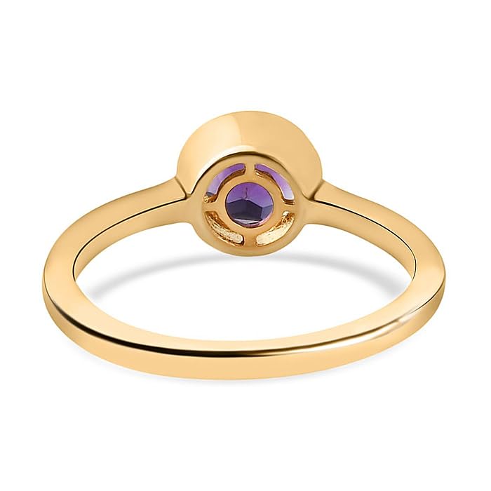 Image of 925 Sterling Silver 18K Gold Plated Birthstone 2 Ct Solitaire Natural Gemstone Ring for Women | Fine Jewelry Gift for Wife, Girlfriend, Sister, Birthday, Anniversary, Rakhi, Rakshabandhan, Valentine's