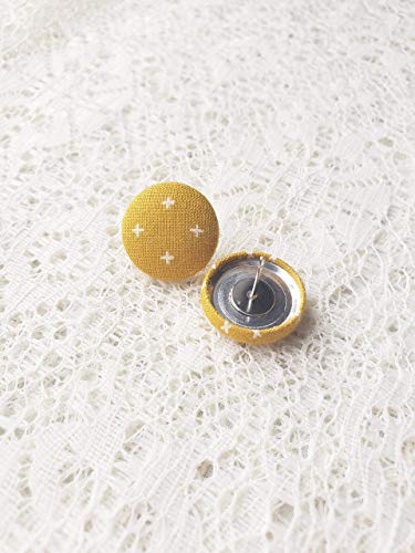 Mustard Yellow Minimalist Design Fabric Button Earrings, Necklace Or Set #TOP4