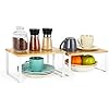 NEX Bamboo Kitchen Cabinet and Counter Shelf Organizer, Stackable & Expandable, Set of 4, White and Natural