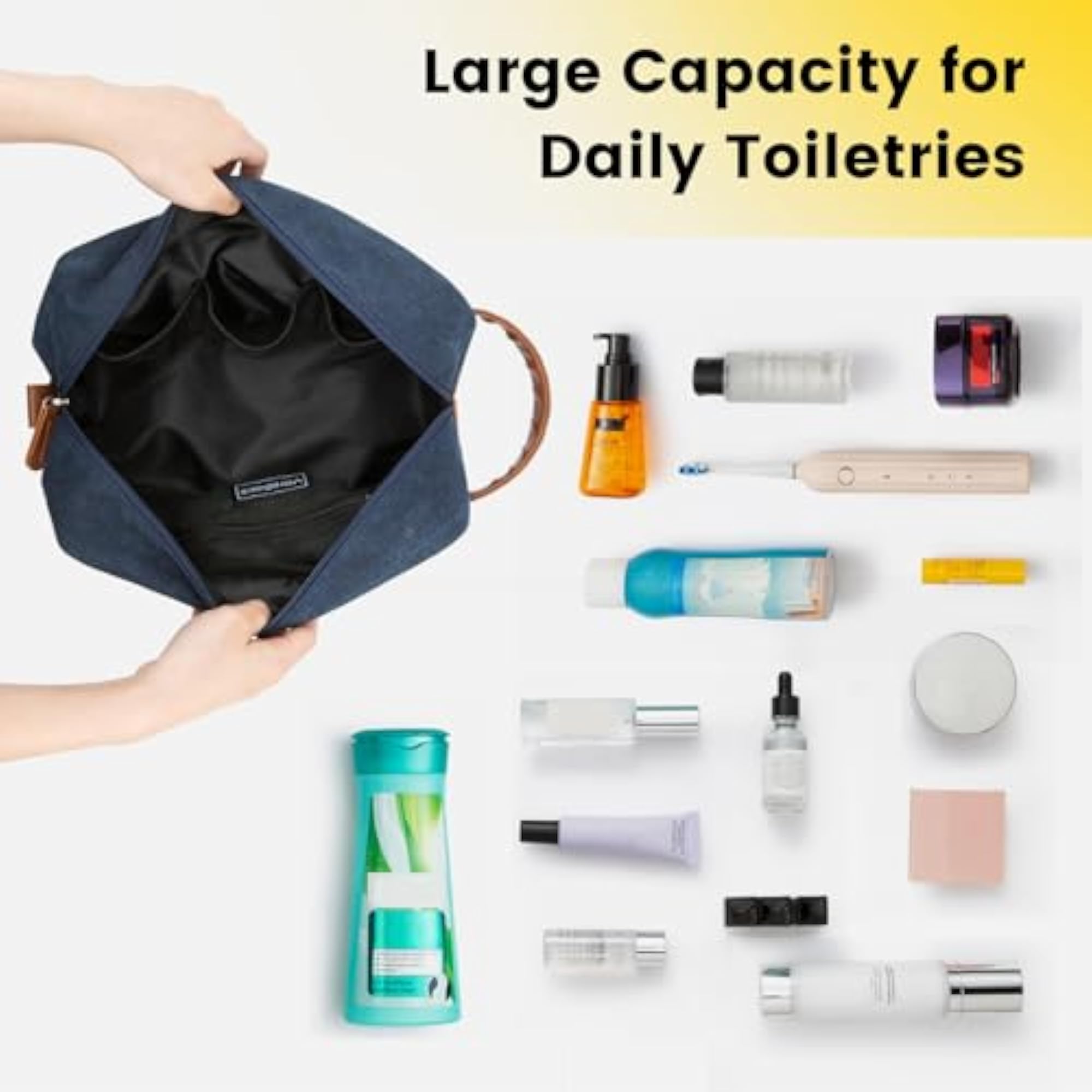 Hanging Toiletry Bag for Men, Navy Blue Water Resistant