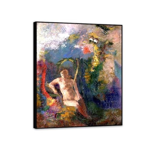 Odilon Redon Impression Toile Paysage Eve pour Habiller un Mur Vide avec Cadre Noir Élégant