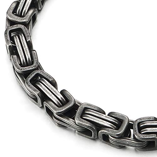 Coolsteelandbeyond Stainless Steel Braid Link Bangle Bracelet For Men, Old Metal Finishing, Punk Rock Biker #TOP1