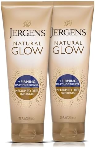 Jergens Natural Glow +Firming Self Tanner Body Lotion, Med-Deep, 7.5oz, 2pk