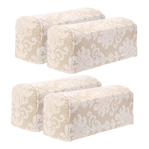 Fundas elásticas jacquard vintage protectoras de brazos de sofá color albaricoque pack de 4 2