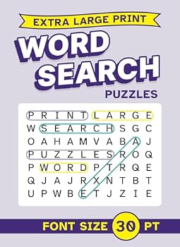 Extra Large Print Word Search Puzzles Font Size 30 pt: Jumbo Text / Very Big Letters Themed Wordsearch Book for Adults / Seniors