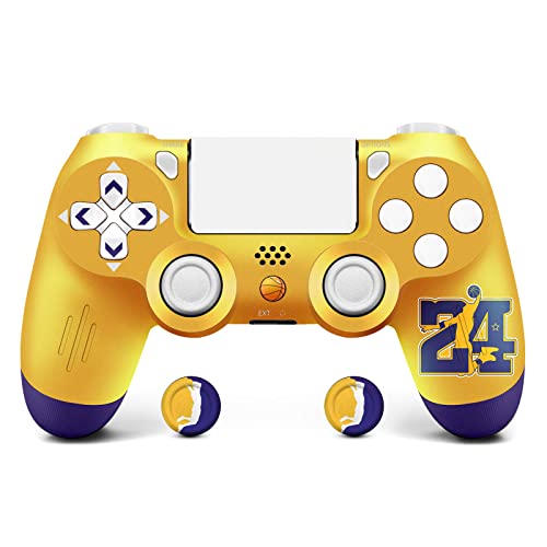 SAMINRA Ersatz für PS4 Controller Design Lila Gold Basketball Custom PS4 Wireless Game Controller, für PS4, Slim, Pro und Windows PC Bonus Zwei benutzerdefinierte Daumengriffe Cover