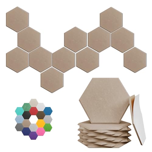 Hexagonal Acoustic Panels-12 Pack High-Density Sound Absorbing Panels 12"X10"X0.4" for