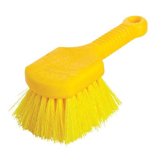 Rubbermaid Commercial 8' Utility Scrub Brush Plastic Handle Synthetic Bristles Cleaning Multi Purpose Heavy Duty Outdoor Wheels and Tires
