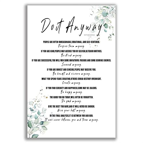 Arte de pared motivacional, arte de pared inspirador, 16 x 24 pulgadas sin marco, citas inspiradoras motivacionales positivas, lienzo decorativo para pared, póster para mujeres, adolescentes, niñas,