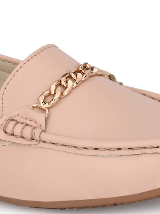 Image of ELLE Women Elegant Chain-Link Slip-on Loafers